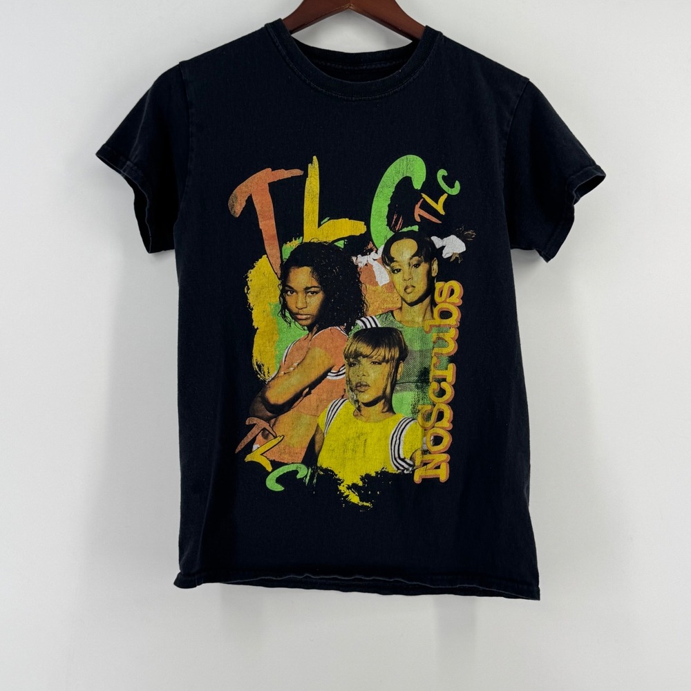 TLC No Scrubs Graphic T-Shirt Black 90s R&B Music Band Tee Short Sleeve Small